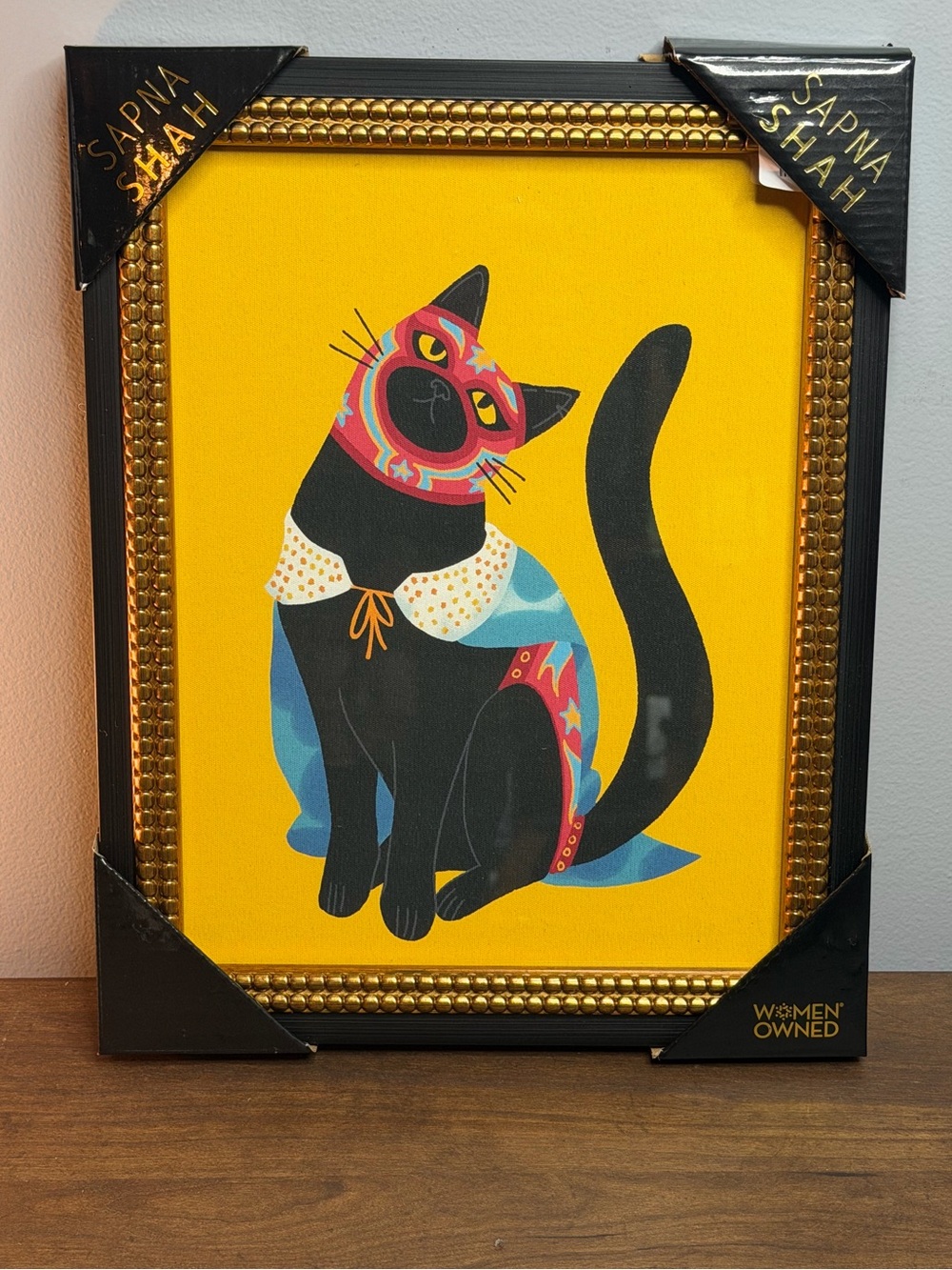 Fun Sapna Shah luchador cat artwork – 11” x 14”